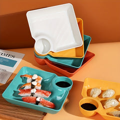 4pcs Sushi Plates & Vinegar Sauce Dish Set for Camping