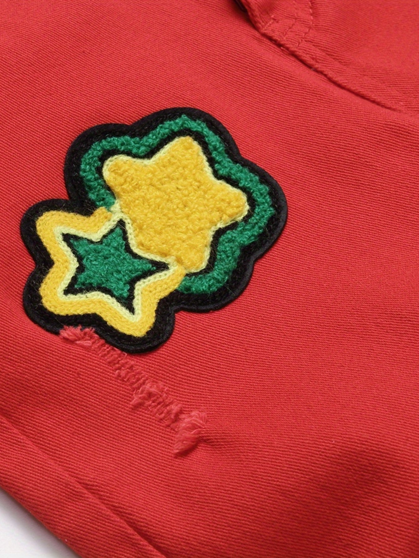 Boys Letter Patch Ripped Jeans