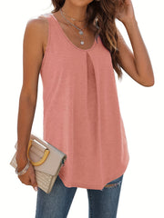 Pleated Tank Top Sleeveless Casual Summer Women's Clothing