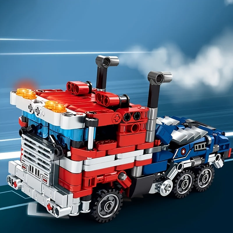 1000 Particles Mecha Robot Car 2in1 Toy, Movable Joints, Pushing Mobile Wheels