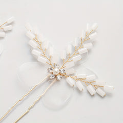 Bridal Fabric Hairpin Jade Crystal Hairpin Wedding Dress Accessories