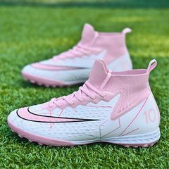 Men's High Top Turf Football Boots Anti skid Outdoor Soccer Cleats