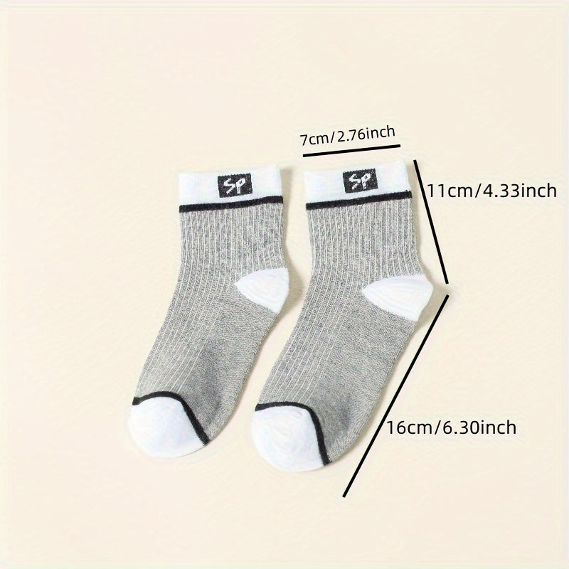 Men's Block Crew Socks Breathable Comfy Casual Unisex Socks