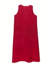 Colorblock Stripe Print Maxi Tank Dress With Pockets