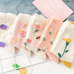 8 Pairs Floral Ruffle Socks Sweet & Mid Tube Women's Stockings