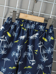Boys Teen Coconut Tree Print Shirt & Shorts Set for Summer