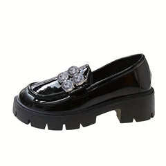 Rhinestone Loafers Platform Heeled Shoes