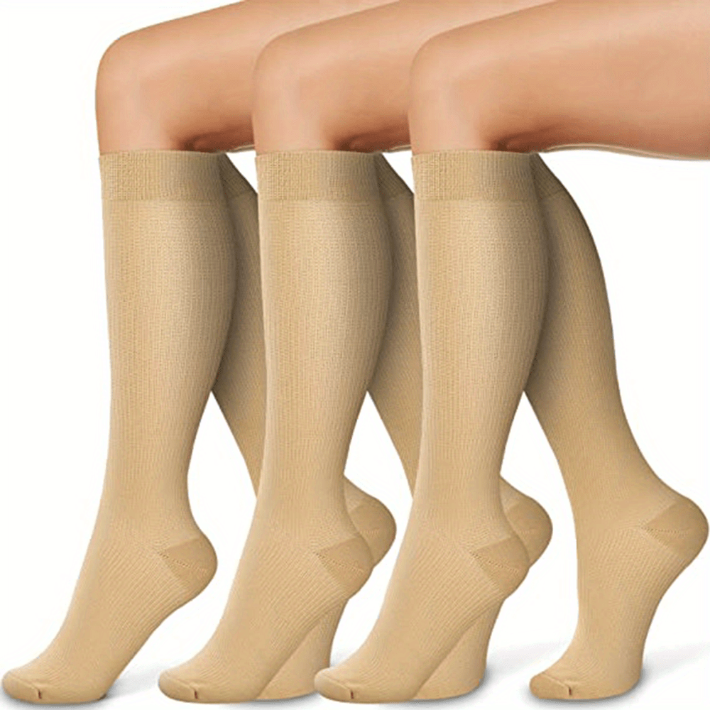 3 Pairs Copper Compression Socks - Improve Circulation & Reduce Swelling
