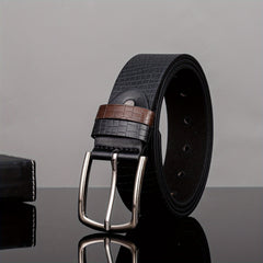 Men's Square Leather Circle Embossed Belt
