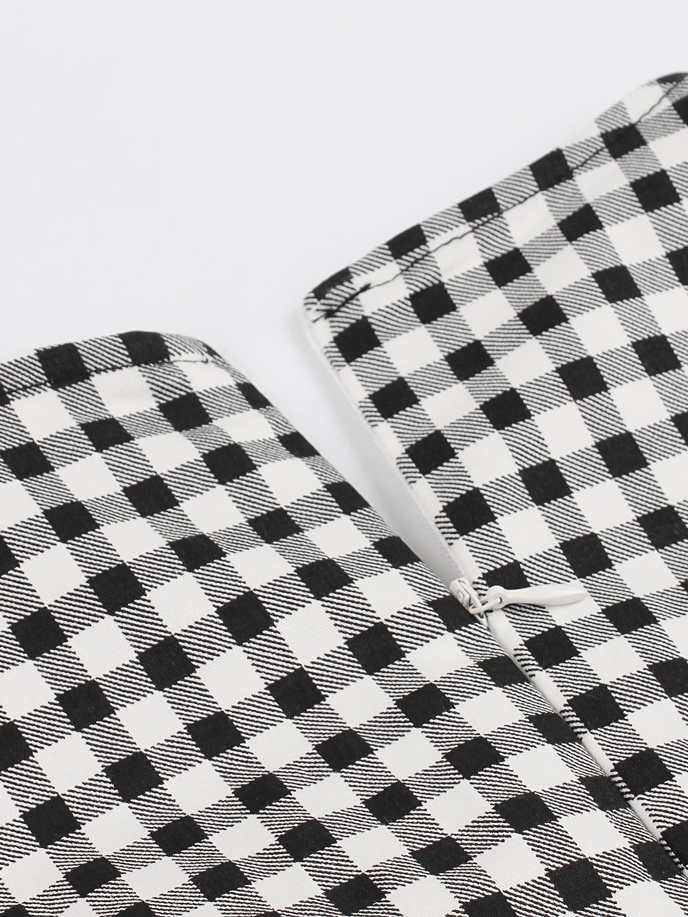 Colorblock Gingham Print Sweetheart Neck A-line Dress