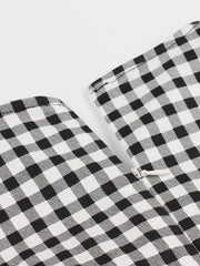 Colorblock Gingham Print Sweetheart Neck A-line Dress