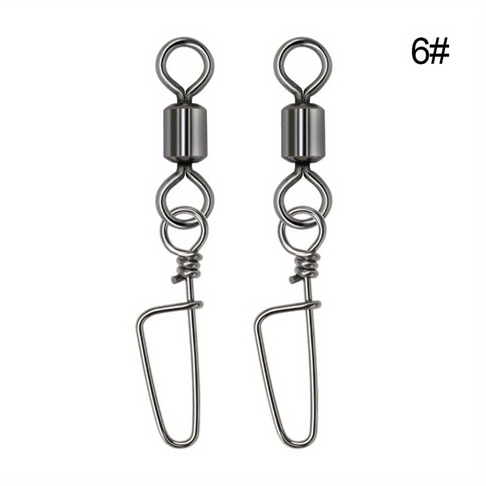 50pcs Fishing Rolling Barrel Swivels With 8 Shape Connectors