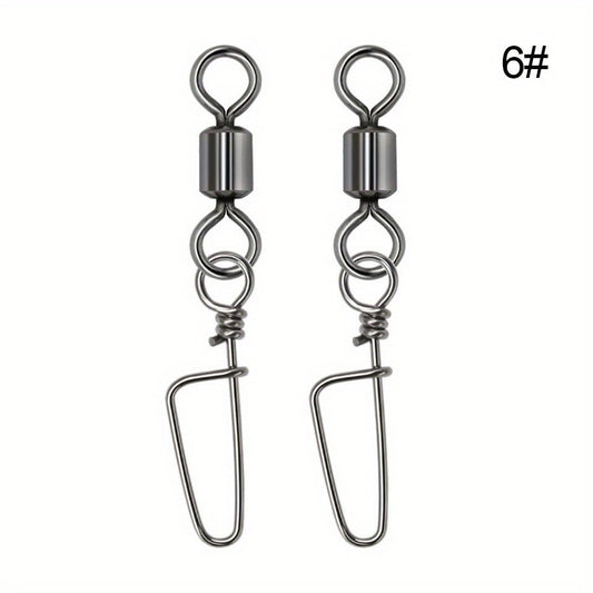50pcs Fishing Rolling Barrel Swivels With 8 Shape Connectors