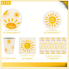 Boho Sun Theme Party Decorations Disposable Tableware Set