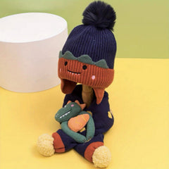 Kids Winter Cartoon Girls Beanie Pullover Hat And Scarf For Winter