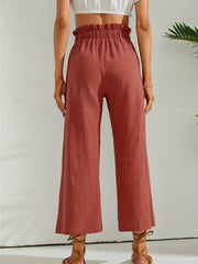 Wide Leg Lace Up Waist Pants