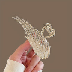 Large Hair Claw Clip Rhinestone Angel Wing Hair Clip