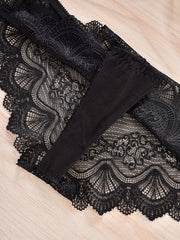 3 Pack Plus Size Floral Lace Semi Sheer High Stretch Panties