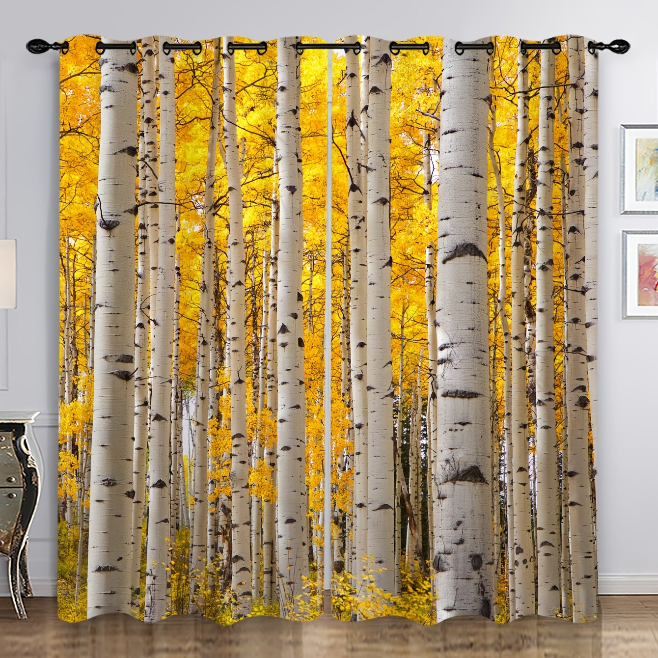 2pcs Trees Print Curtain For Home Decoration