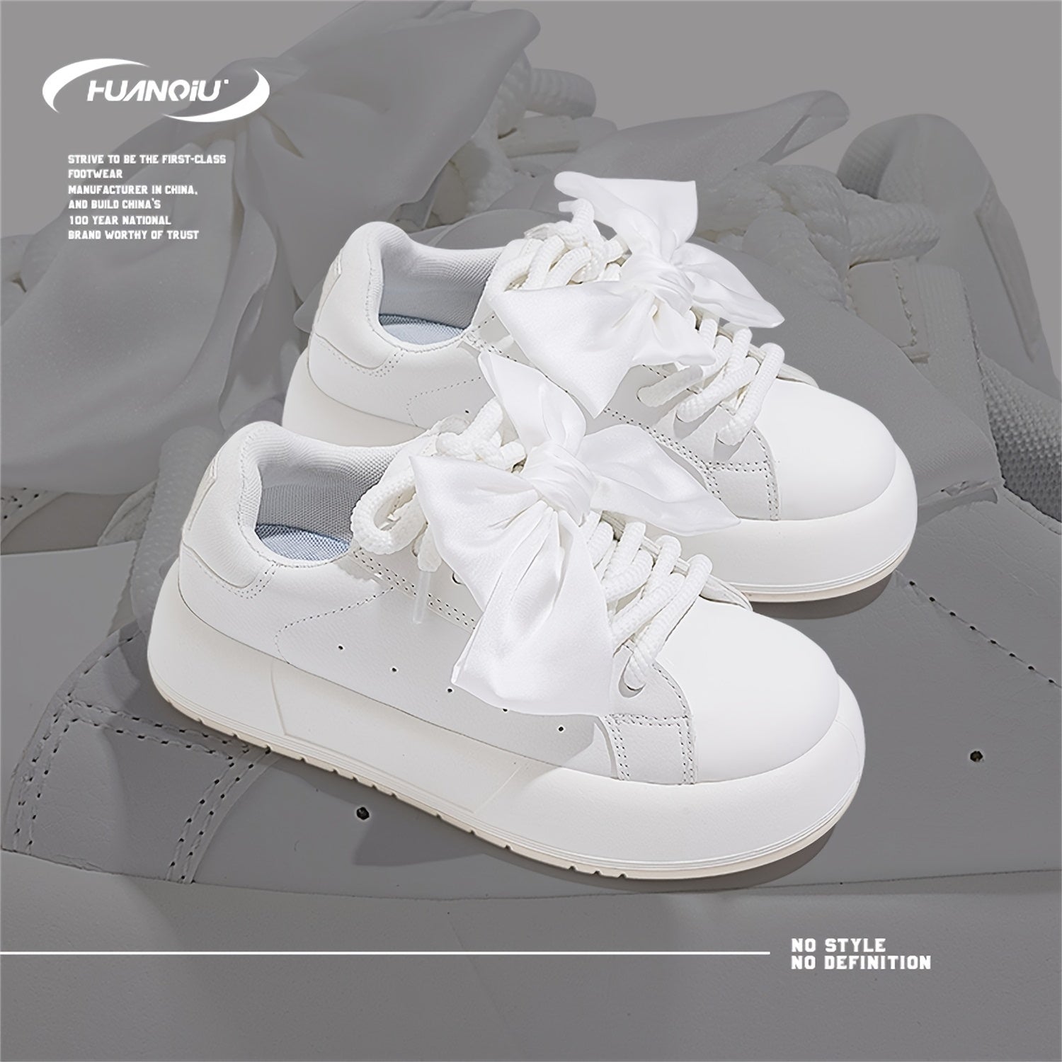 Women's Skate Shoes Bow Decor Lightweight Platform Sneakers