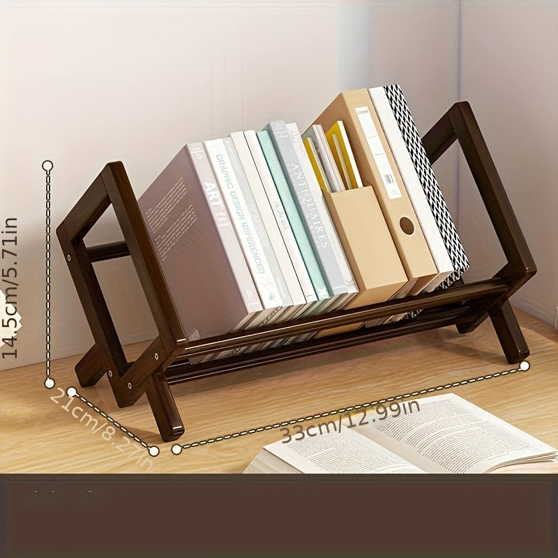 Desktop Bookshelf Bamboo Organizer Shelves Home Office Living Room