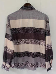 Colorblock Button Up Long Sleeve Blouse