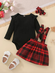 Baby Girls Long Sleeve Suspender Skirt Set