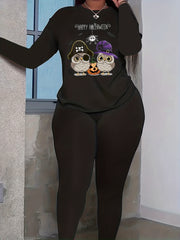 Halloween Owl & Pumpkin Print Two Piece Set