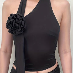 Floral Decor Summer Sleeveless Crop Top Women's Clothing