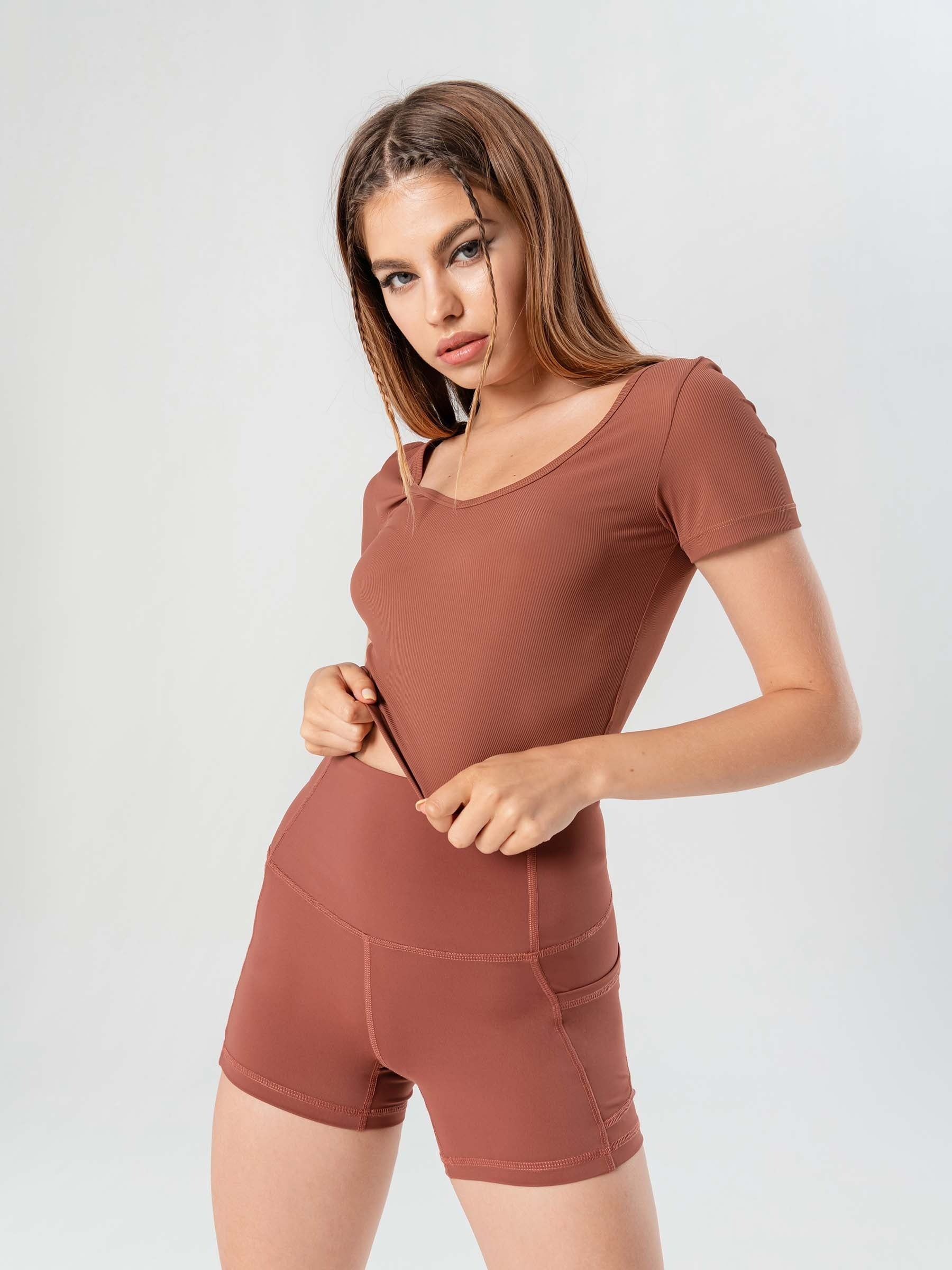 Women's Solid Fitness Cropped T-shirt Top