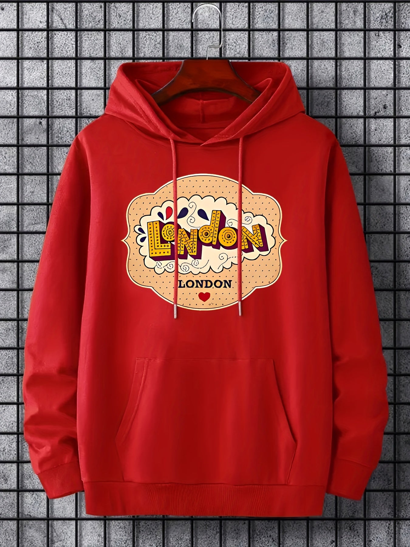 Men's London Print Hoodie for Spring Fall