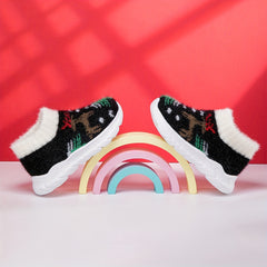 Girl's Christmas Slip On Thermal Sock Shoes Soft Comfy Winter Sneakers