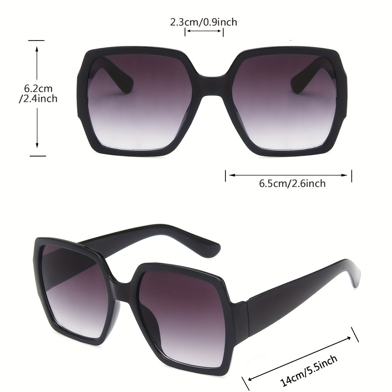 Oversized Square Sunglasses Casual Gradient Glasses UV400