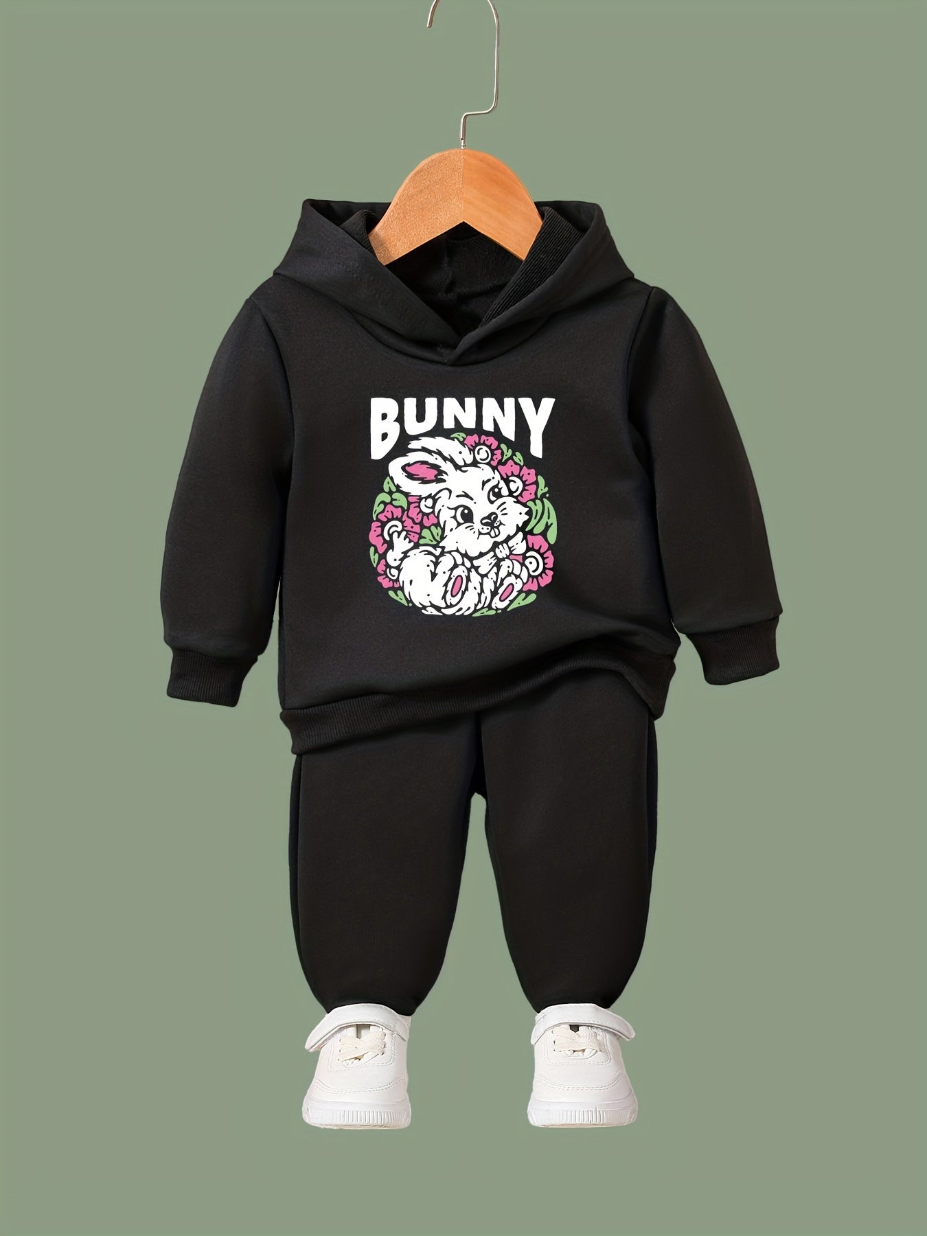 OERYUI Kids Bunny Print Activewear Set - Hoodie & Pants