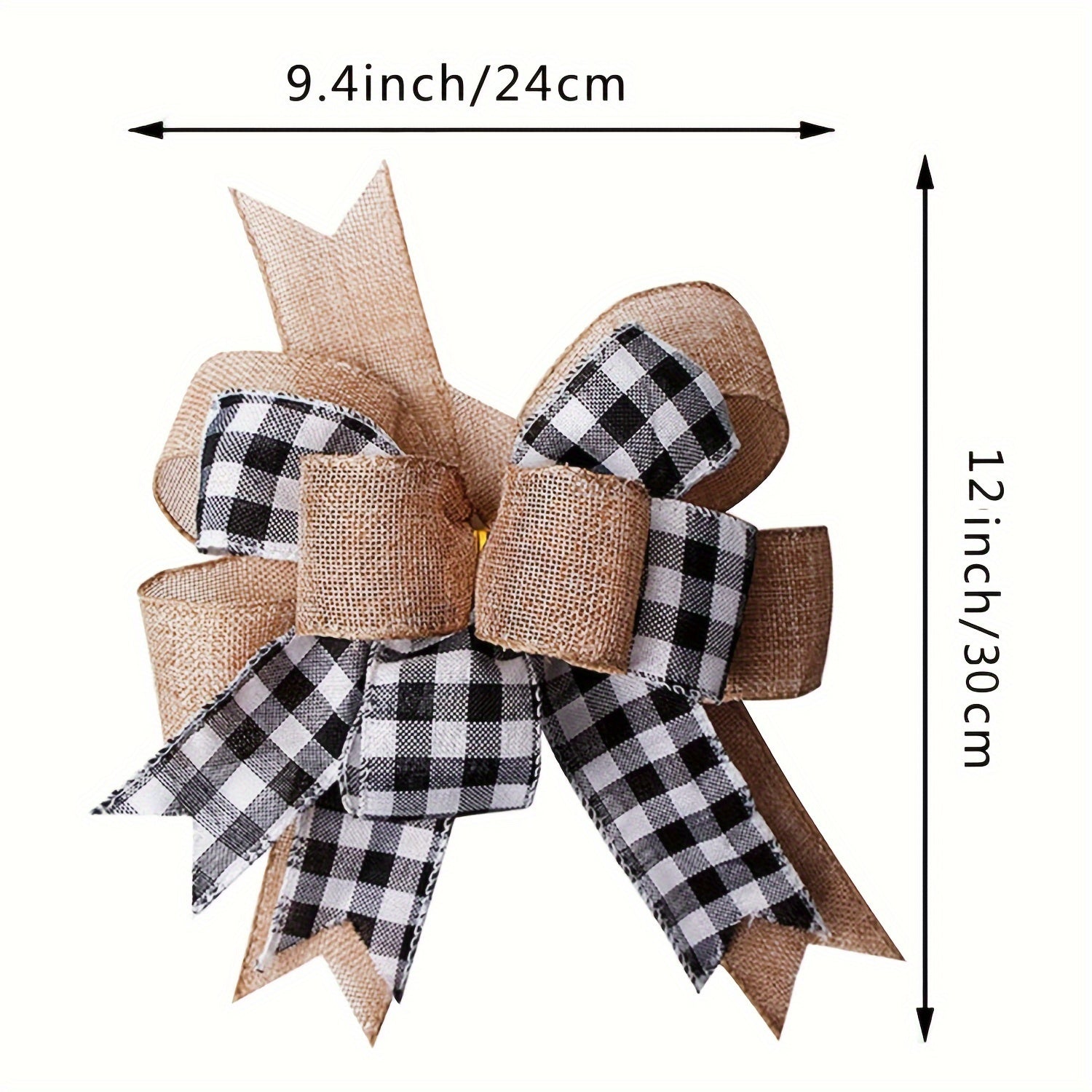 Christmas Tree Decoration Bow Linen Red Plaid Ribbon Christmas Bow
