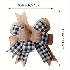 Christmas Tree Decoration Bow Linen Red Plaid Ribbon Christmas Bow