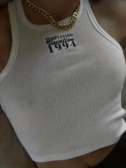 Sports Ribbed Tank Top Sleeveless Crew Neck Top Women's Summer Tops