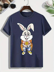 Men's Cartoon Rabbit Print T shirt Outdoor Tee
