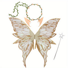 4pcs Fairy Wings Flower Crown Magic Wand Elf Ears Women Role Play Themed Parties