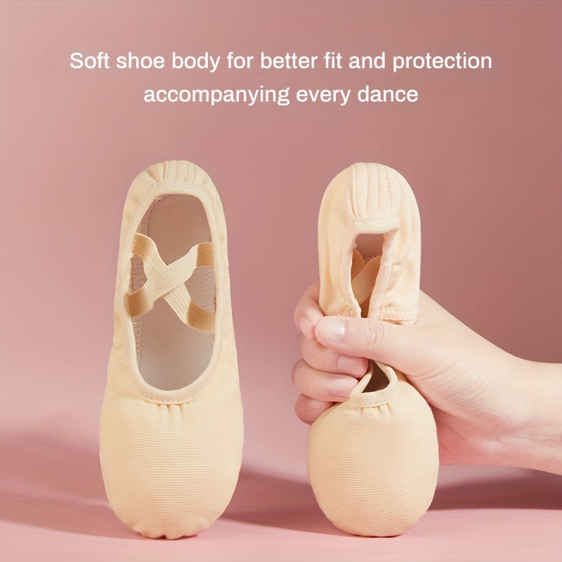 Girl's Solid Ballet Shoes Kids Dance Shoes Comfy Adjustable Sneakers