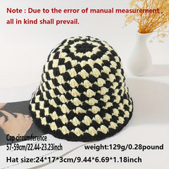 Vintage Checkerboard Bucket Hat Classic & Beige Crochet Cloche Hat