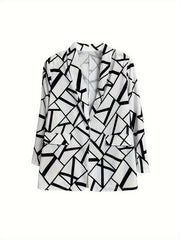 Women's Plus Geometric Print Long Sleeve Blazer