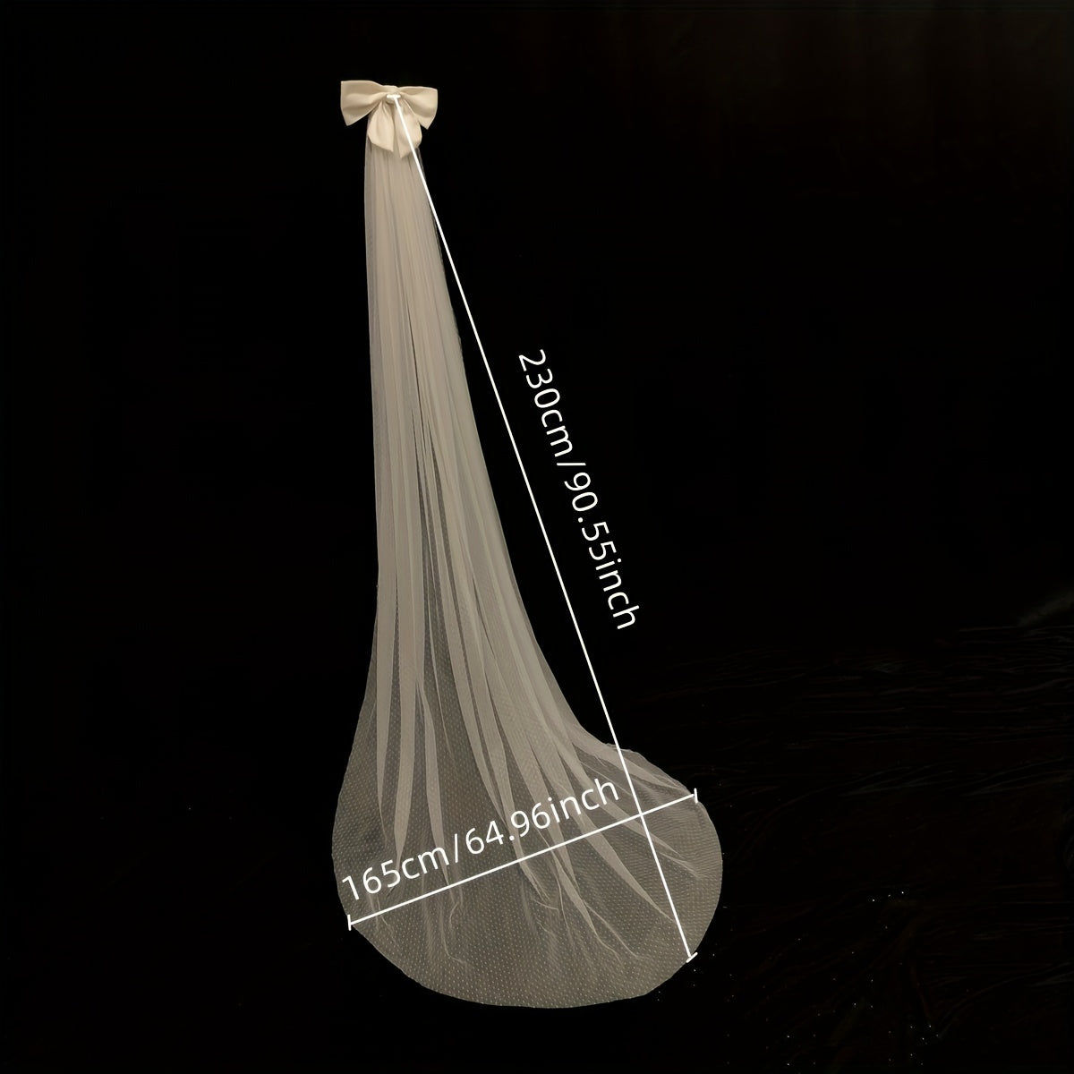 Large Bowknot Long Head Veil With Comb Bridal Wedding Hair Accessories