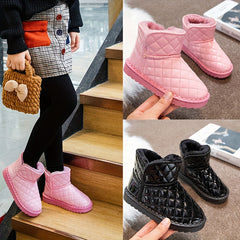 Girl's Solid Snow Boots Warm Fleece Cozy Non slip Ankle Boots