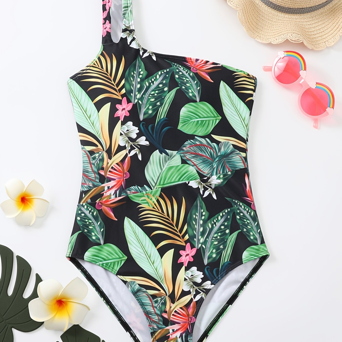 Kids' Flower Print Swimsuit Quick Drying Swimwear for Pool