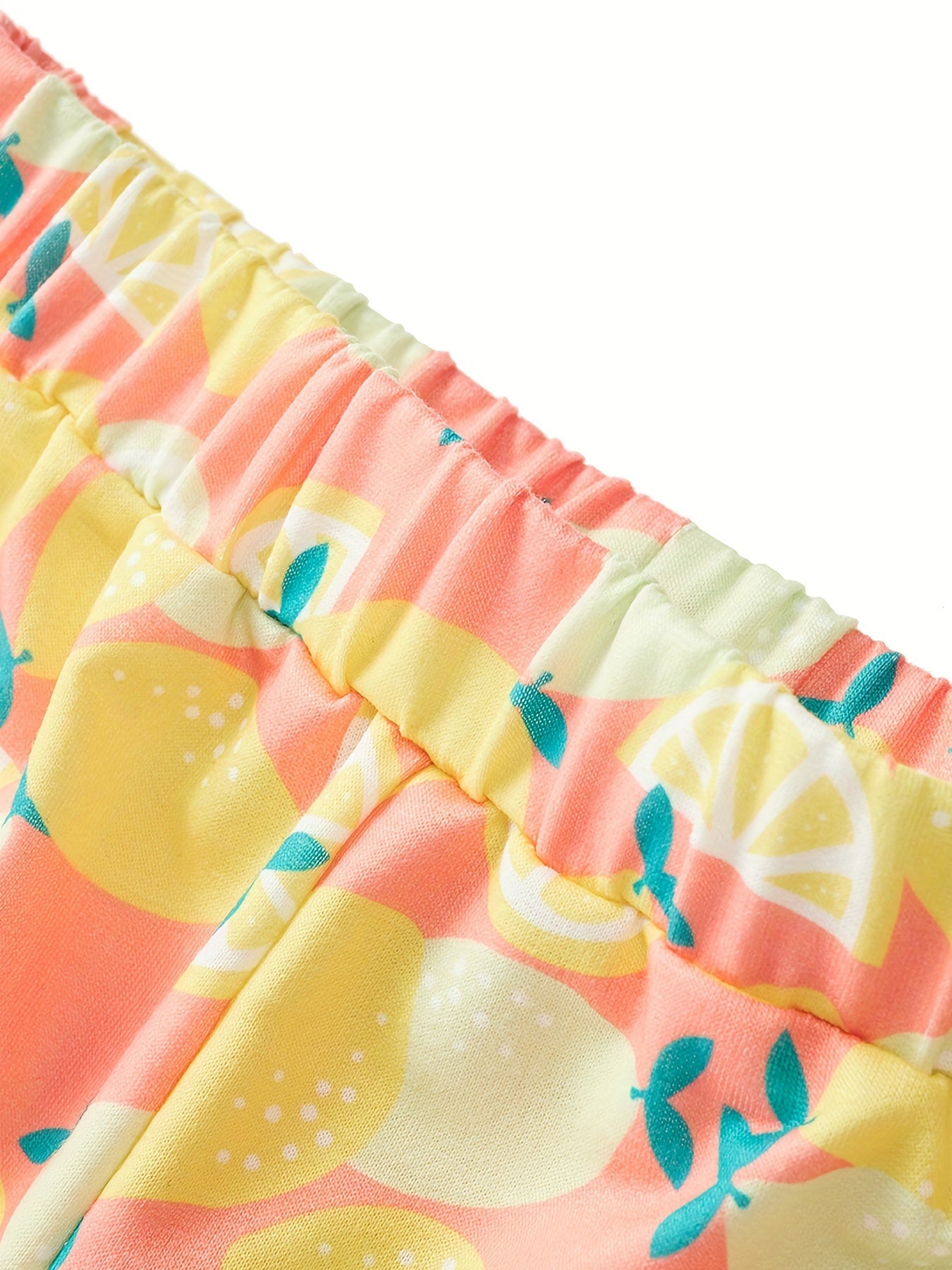 Girls Cartoon Lemon Elastic Waist Sports Track Shorts