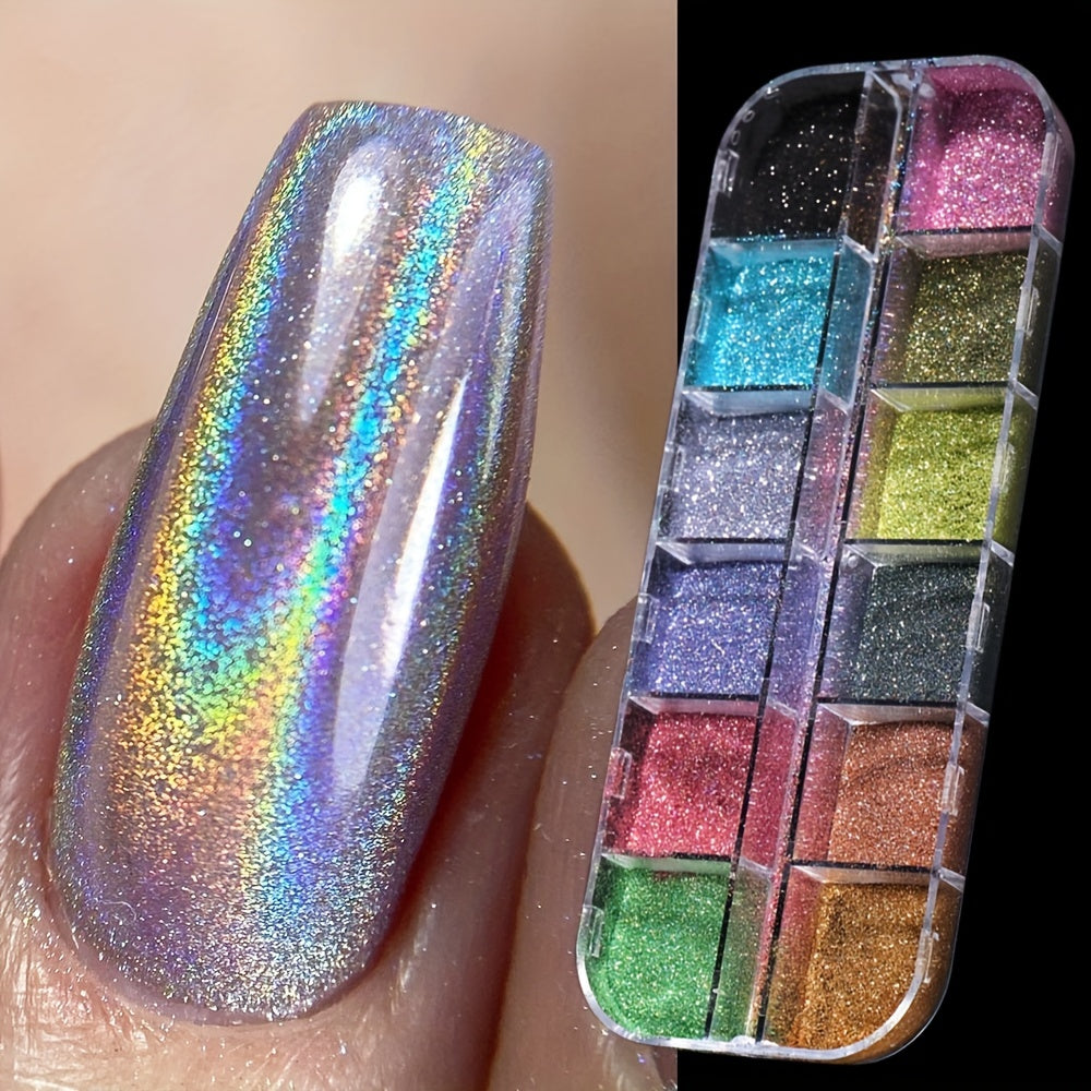 Holographic Nail Powder Set Pink Aurora Pigment for Gel Polish