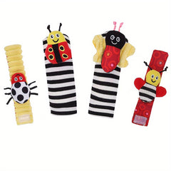 4 Pairs Baby Wrist Rattles Sock Toys Newborn Baby Sock Toys 0-6 Months