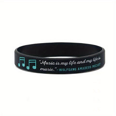 Musical Element Silicone Bracelet With Note & Instrument Pattern Rubber