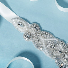 Rhinestone Bridal Belt Wedding Dress Waist Chain Sash Faux Pearl Beaded Belt